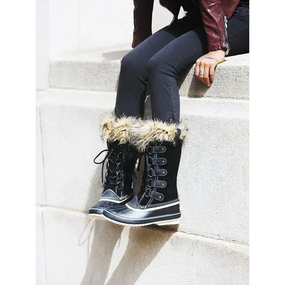 Sorel Women’s Joan of Arc Faux Fur‎ Waterproof Winter Snow Boots Size 11 Black